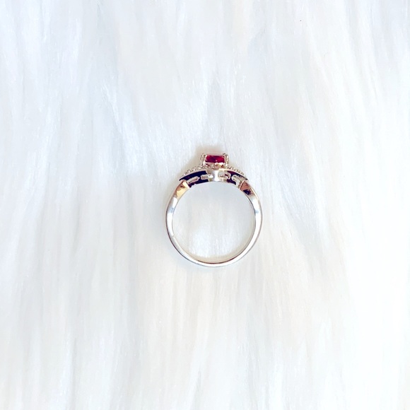 Infinity Simulated Ruby And Cubic Zirconia Ring - Picture 2 of 4